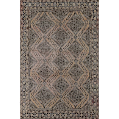 Distressed Bakhtiari Vintage Persian Area Rug Hand-Knotted Wool Carpet - 7'0" x 9'8"