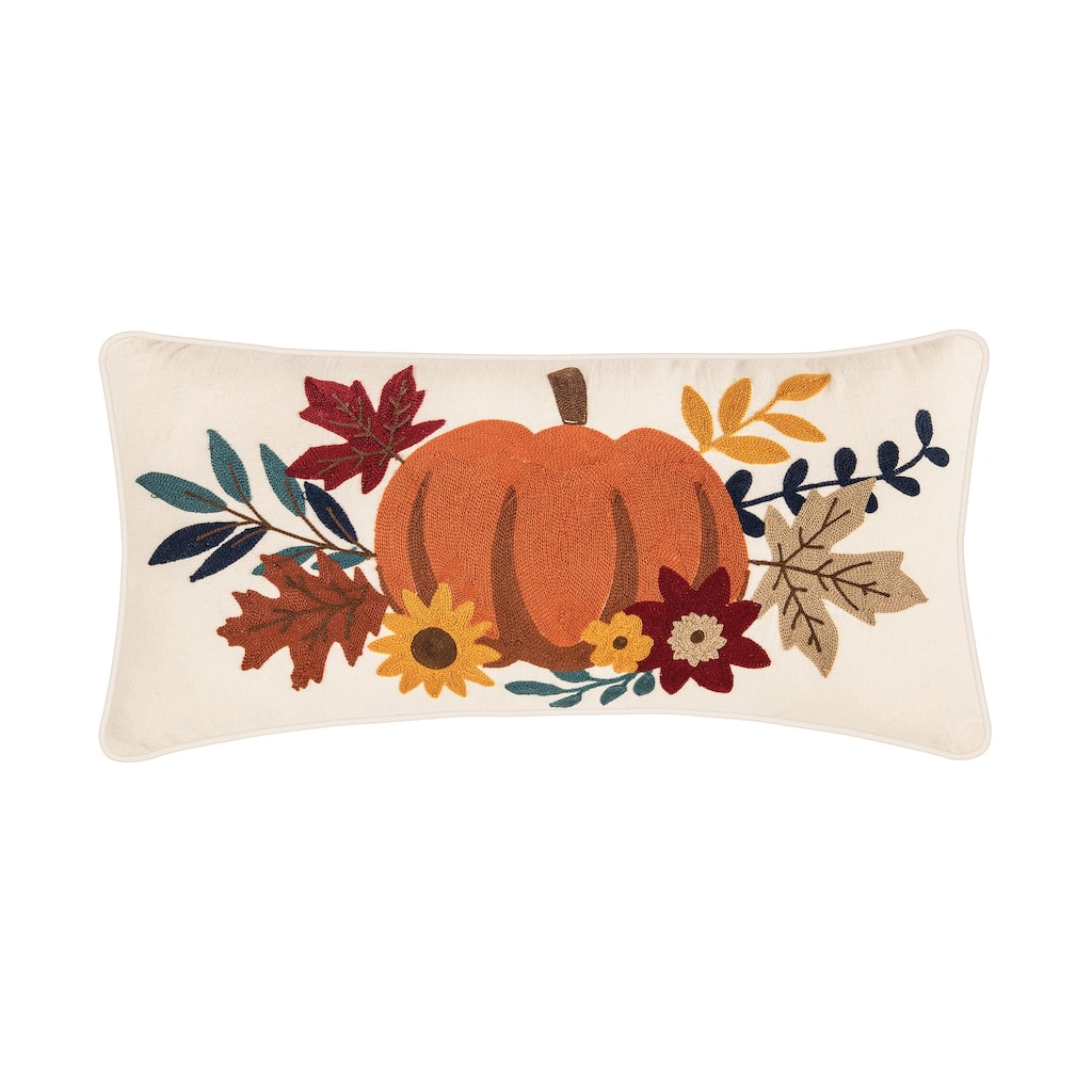 Autumn Pumpkin Chain Stitch Throw Pillow