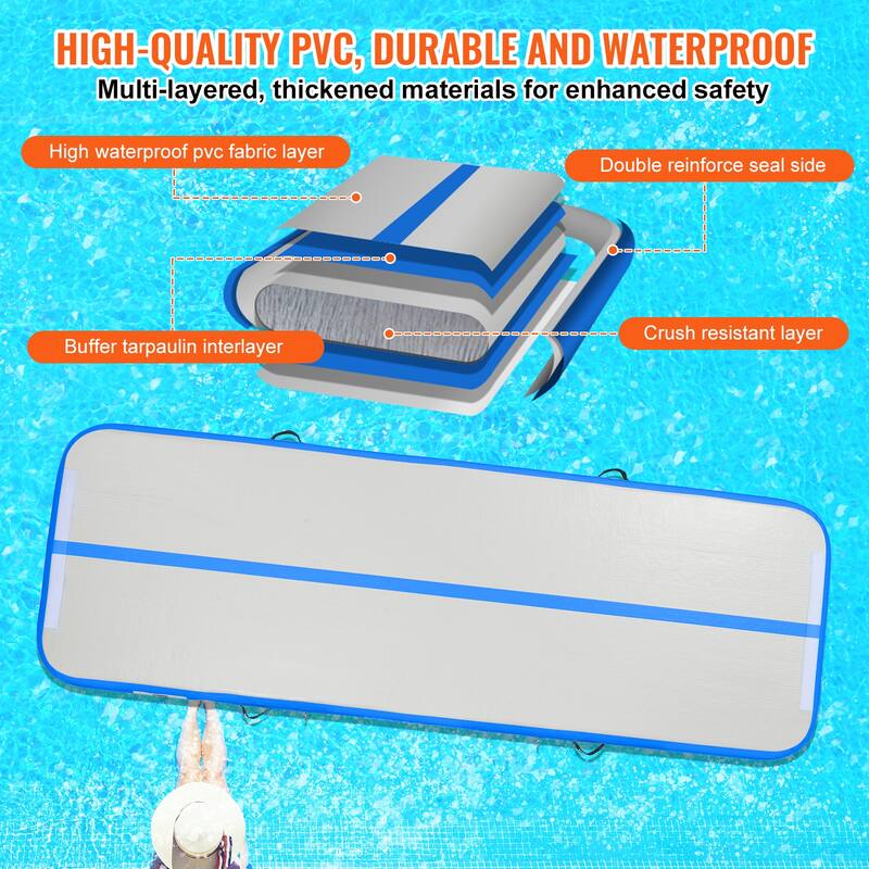 Gymnastics Air Mat, 4 inch Thickness Inflatable Gymnastics Tumbling Mat, Tumble Track with Electric Pump, Training Mats - 10 ft