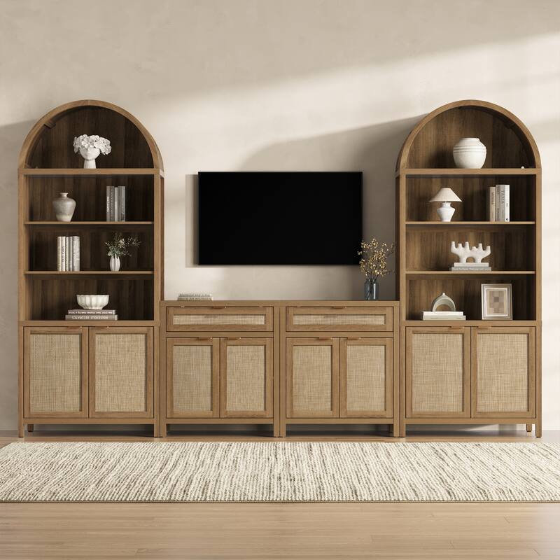 Ingenious Arc - Topped Multifunctional Storage Bookcase - 2-Piece - Brown