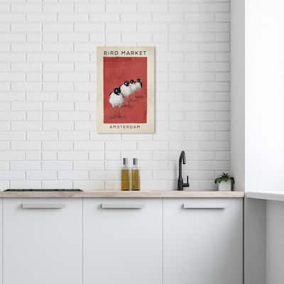 Wynwood Studio Canvas Animals Bird Market in Amsterdam Red and Nautical & Coastal Wall Art Canvas Print - Red, White