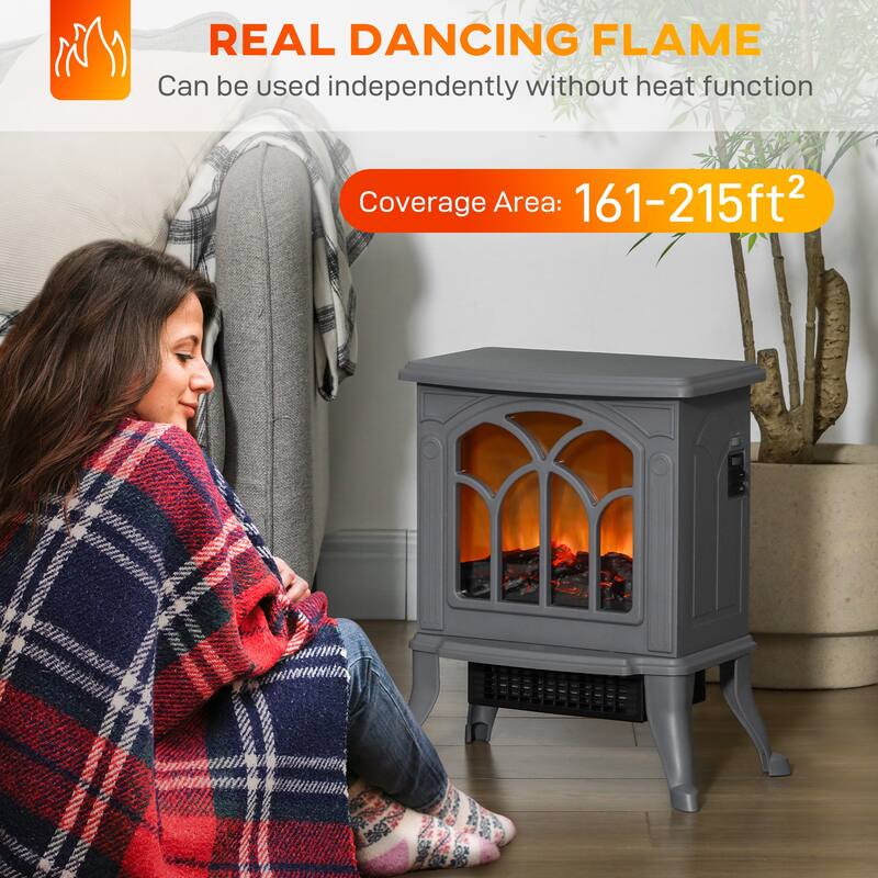Compact Electric Fireplace Heater for 215 Sq Ft with Overheat Protection Adjustable Heat and Stylish Design - N/A