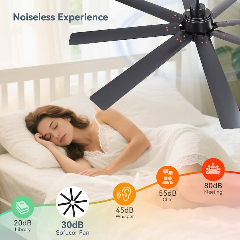 42“/52"/60"/48" Noiseless Walnut Wood Ceiling Fan with Remote Control, Integrated Light Optional
