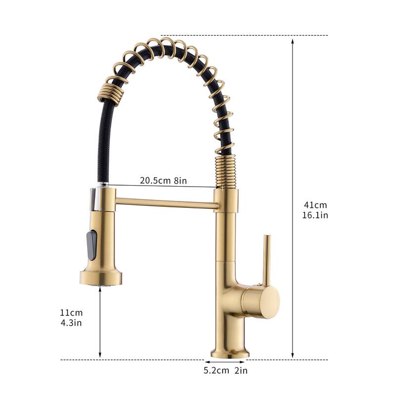 Pull Down Sprayer Kitchen Sink Faucet with LED Light - 8''W x 16.1''H