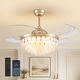 preview thumbnail 1 of 8, 48" Smart Gold Retractable Ceiling Fan with LED Light&Shell Crystal Shade - 48'' Gold