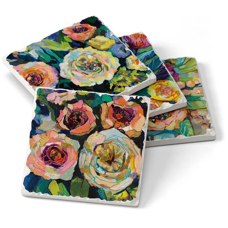 Counterart Absorbent Stone Coaster, Pop, Set of 4 - 4.00x4.29