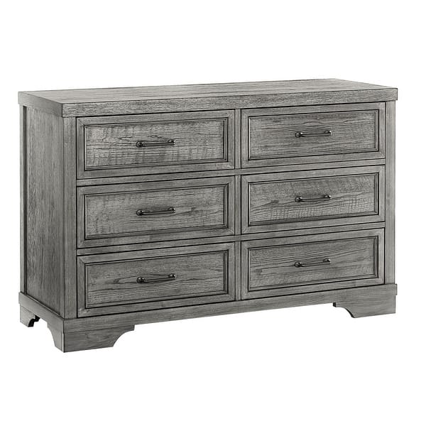 slide 2 of 7, Foundry 6-Drawer Wood Dresser Brushed Pewter