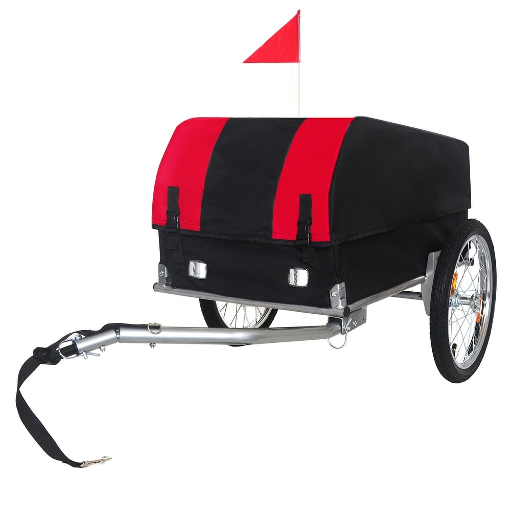 Bike Cargo Trailer With Removable Waterproof Cover - 88 Lbs Capacity, 16" All-Terrain Wheels & Foldable Design For Camping