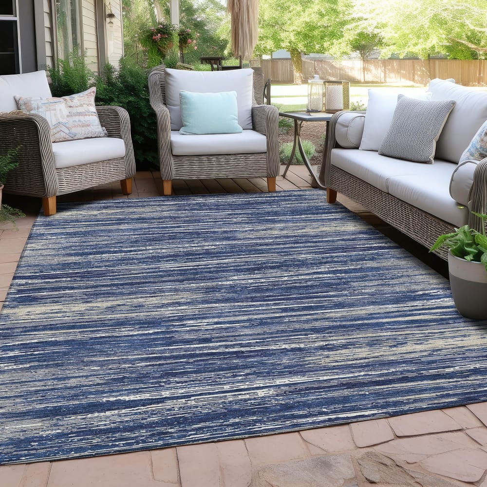 Machine Washable Indoor/ Outdoor Chantille Abstract Stripe Rug
