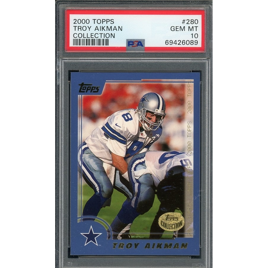 Troy Aikman 2000 Topps Collection Football Card #280 Graded PSA 10 - 8'6" x 11'6"