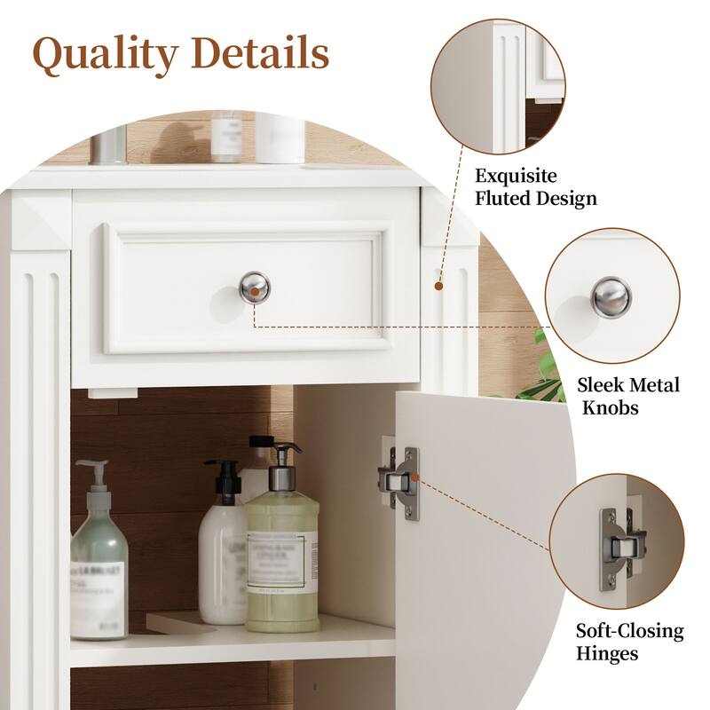 Small Bathroom Vanity Cabinet Single Vanity Set with Ceramic Sink
