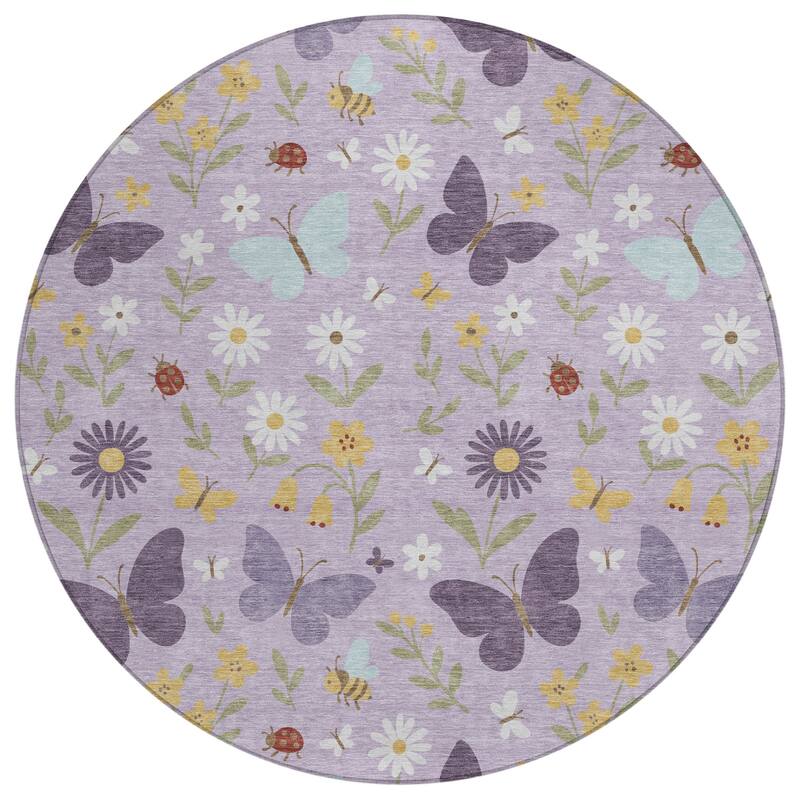 Machine Washable Indoor/ Outdoor Whimsy Butterfly Chantille Rug