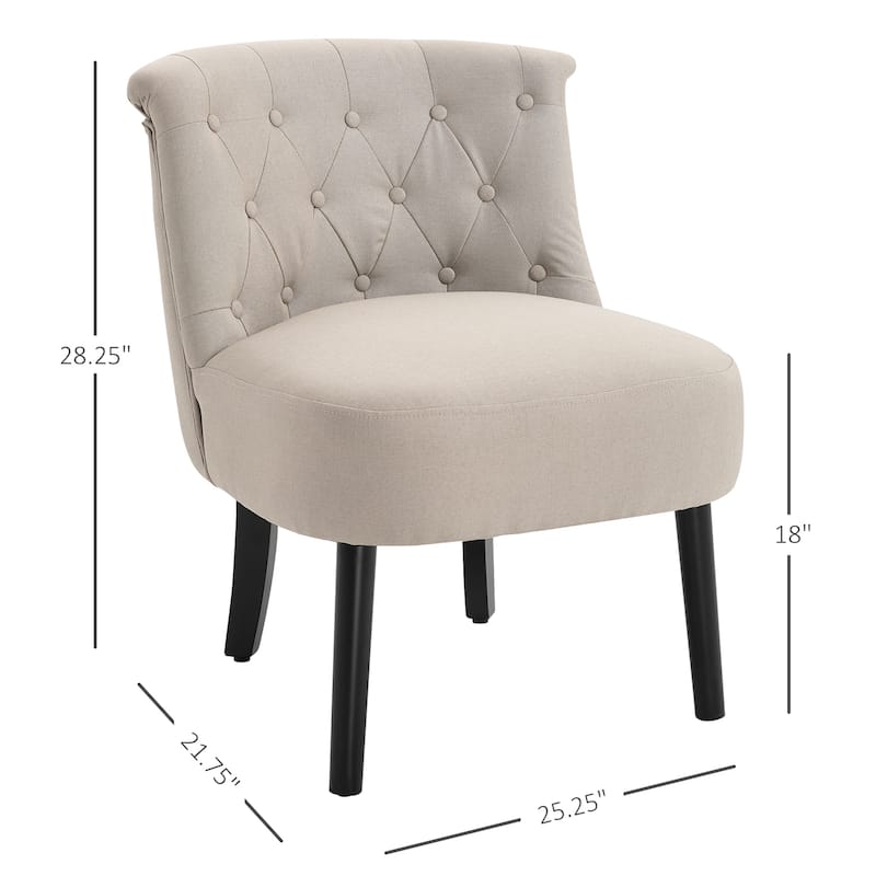 HomCom Modern Accent Leisure Armless Slipper Upholstered Lounge Chair with Large Comfortable Surface & Wooden Legs