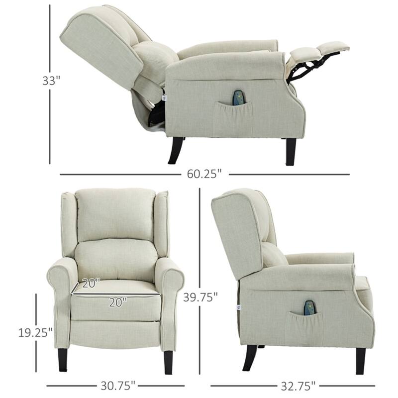 Electric Massage Recliner Chair with Lumbar Heat, Vibrating Back & Footrest