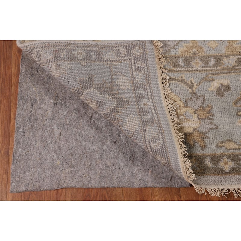 All-Over Gray Oushak Indian Area Rug Hand-Knotted Wool Carpet - 7'11"x 10'0"