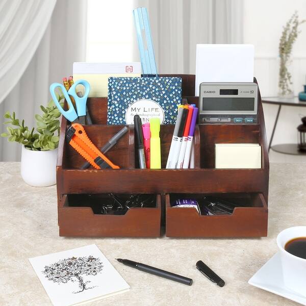 Wood Desk Organizer - Pen and Tool Holder - Mahogany