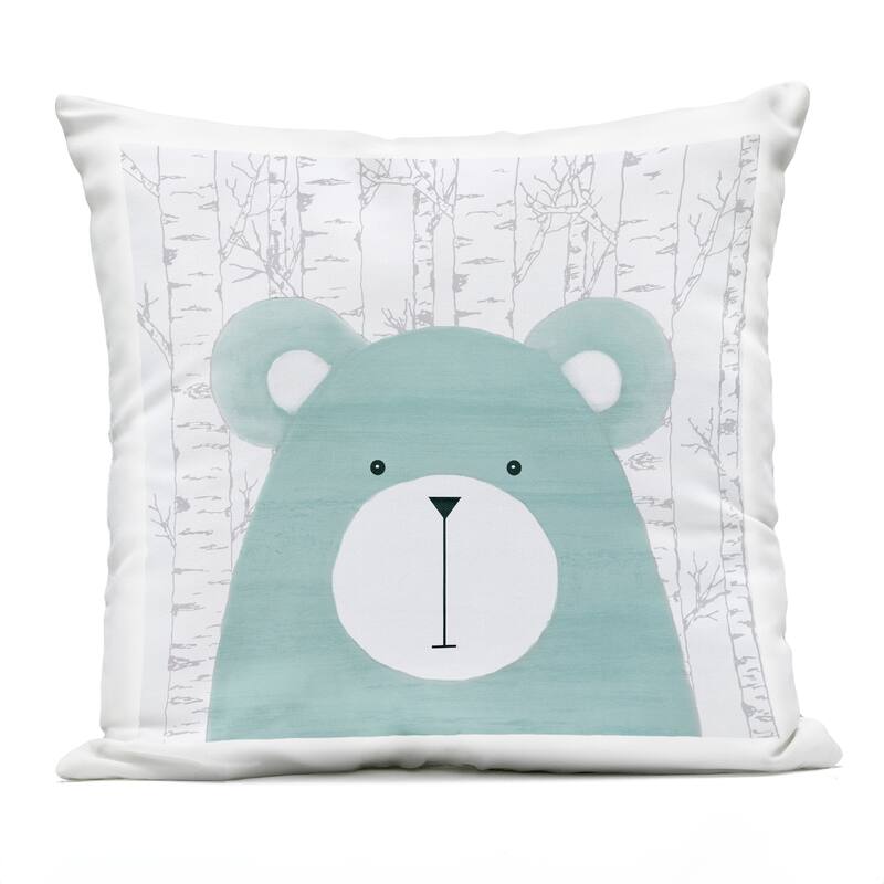 Stupell Woodland Bear on Birch Printed Outdoor Throw Pillow Design by Kim Allen - Accent - Polyester - Blue - Single