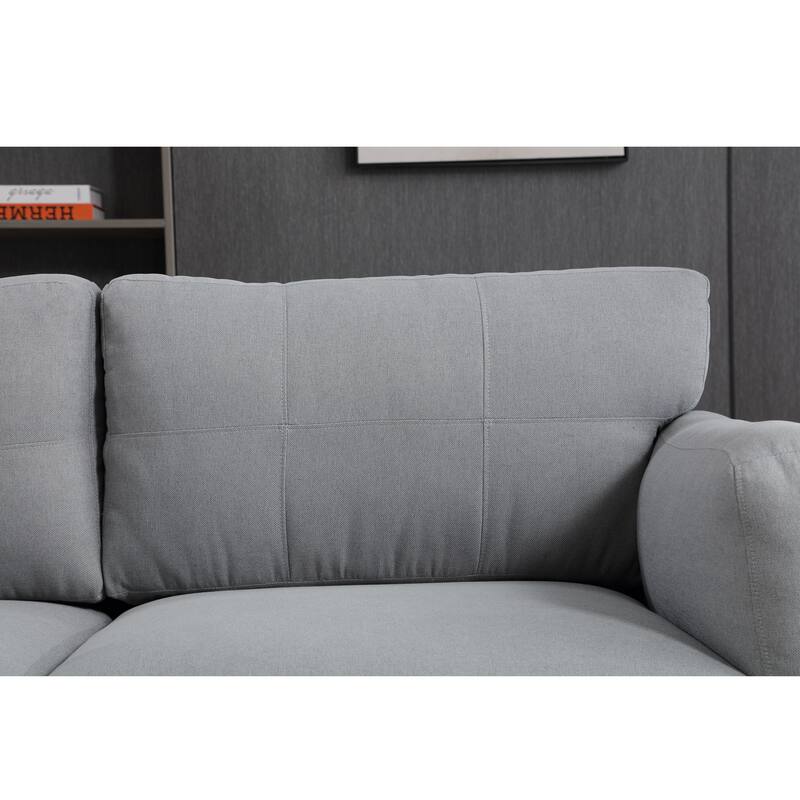Oversized Modern 3-seat Gray Fabric Sofa with USB Charger