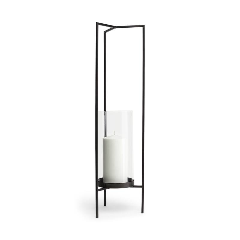 30" Gray Abstract Metal Tabletop Hurricane Candle Holder