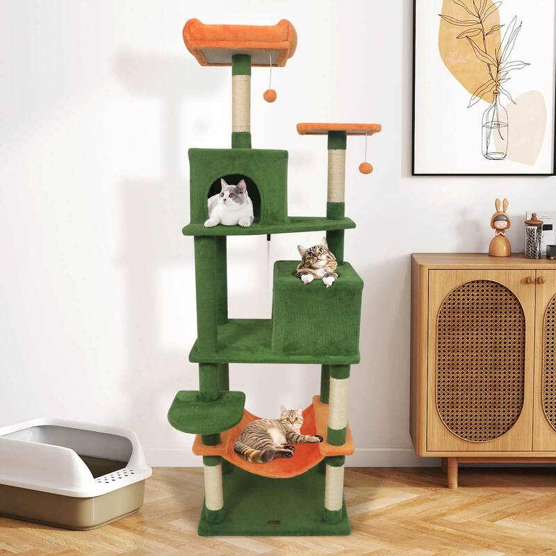 Costway 70” Cat Tree for Indoor Cats with Padded Top Perch, Dual - See Details