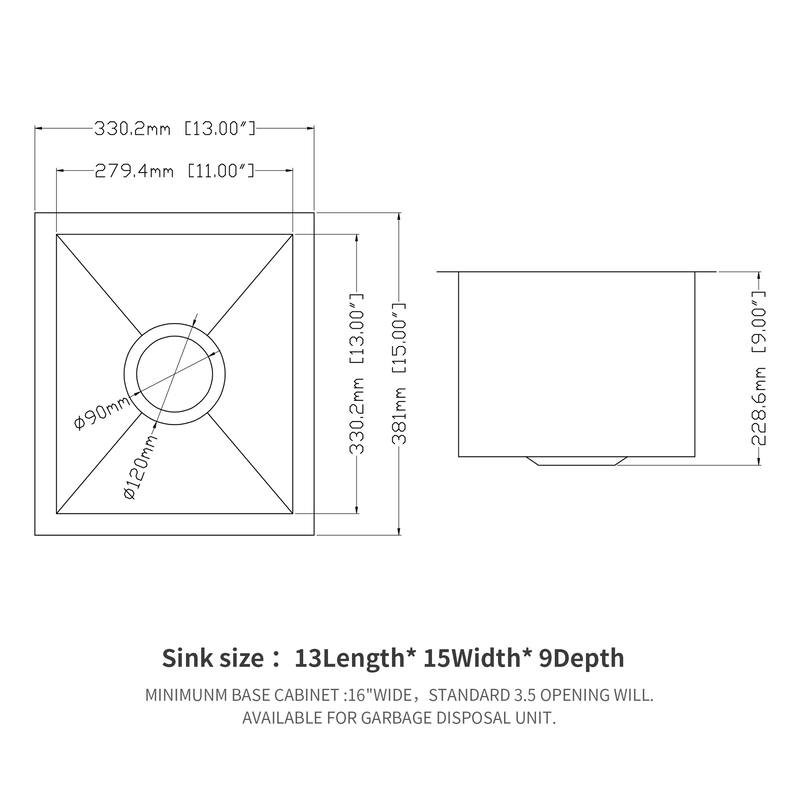 Undermount Kitchen Sink 16 Gauge 9 Inch Deep Single Bowl Kitchen Sink Basin