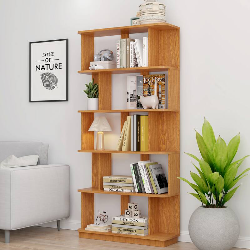 31.5"L X 64.56"H Free Combination Bookshelf Modern 5-Tier Open Storage Bookcase Mdf Wood Display Shelving,Media Storage Shelves