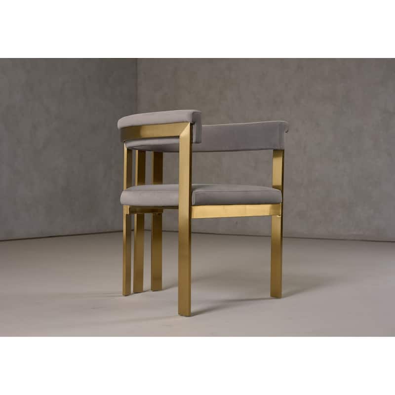 Modrest Pontiac Modern Grey Velvet & Champagne Gold Dining Chair