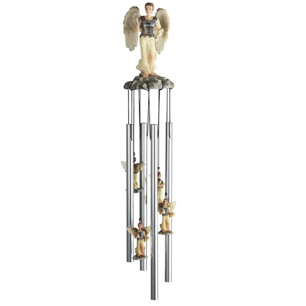 Lbk Furniture 23" Figurines Round Top Archangel Gabriel Wind Chime For Indoor And Outdoor Hanging Decoration Garden Patio