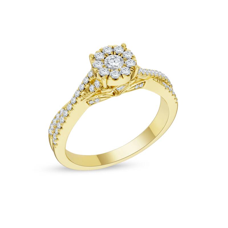 IGI Certified 1/2ct TDW Diamond Cross Over Engagement Ring in 10K Gold for Women