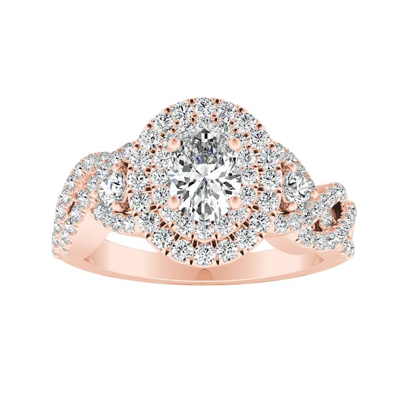 Auriya 14k Gold 1 3/8ctw Braided Oval-cut Halo Diamond Engagement Ring (I-J, I1-I2)
