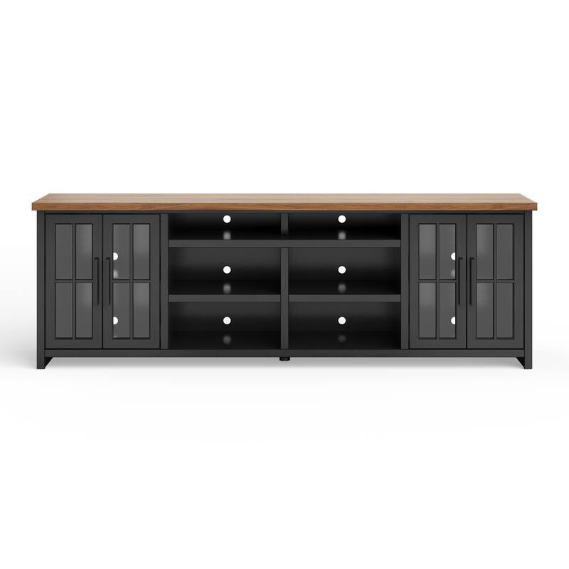 Bridgevine Home Modern Farmhouse 96 inch TV Stand Console for TVs up to 100 inches, No Assembly Requried, Two-Tone Finish