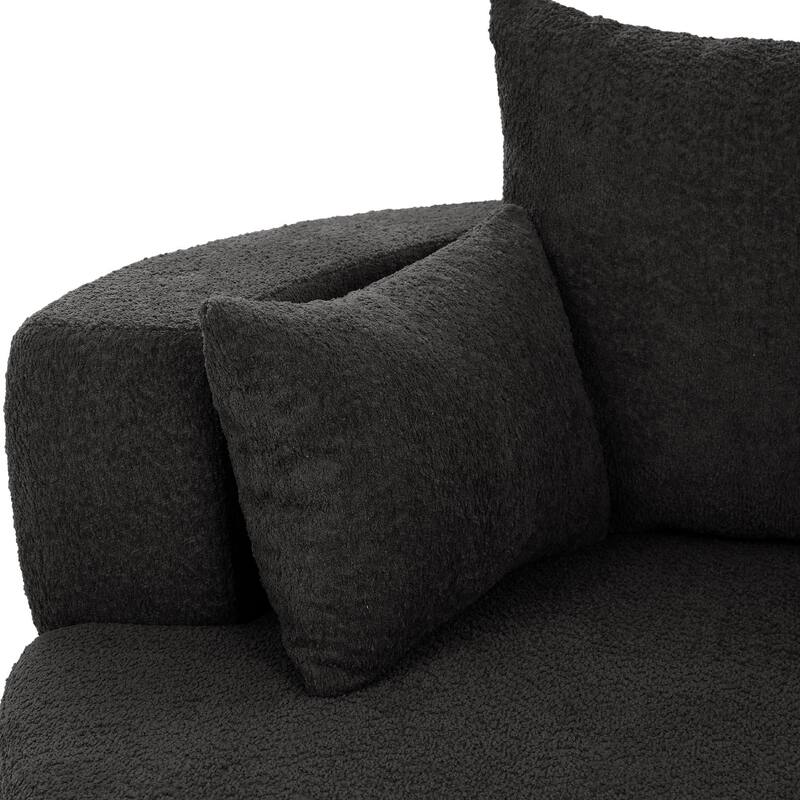 Chenille 360° Swivel Barrel Chair with 3 Removable Pillows