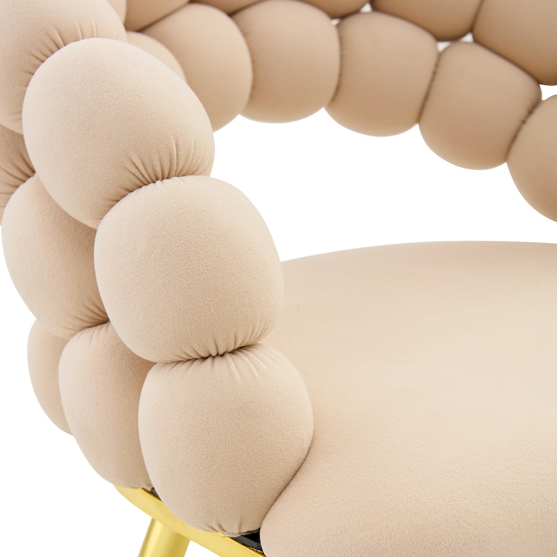Puffy Bubble Chair Ball Chain Chair Velvet Dining Chairs with Gold Plated Legs, Modern Accent Chairs