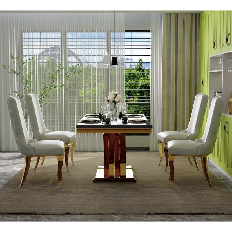 Silver Dining Room Table Set with 65 inch Table and Black Velvet Dining Chairs