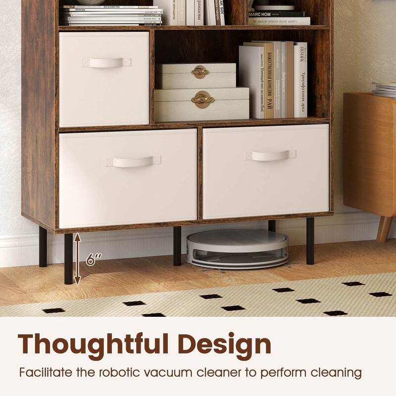 Costway 6-Cube Bookshelf with 3 Removable Folding Fabric Drawers Metal - See Details