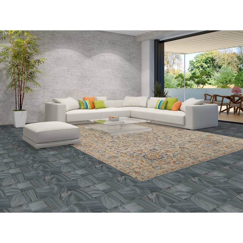 Hand Knotted Oriental 100% Wool Carpet Traditional Floral Beige & Ivories Tabriz Area Rug - 13' 1'' X 9' 9''