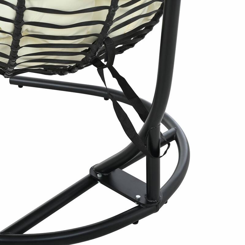 Indoor Outdoor Hanging Hammock Chair with Stand, Foldable Rattan Egg Swing Chair with Cushion & Headrest