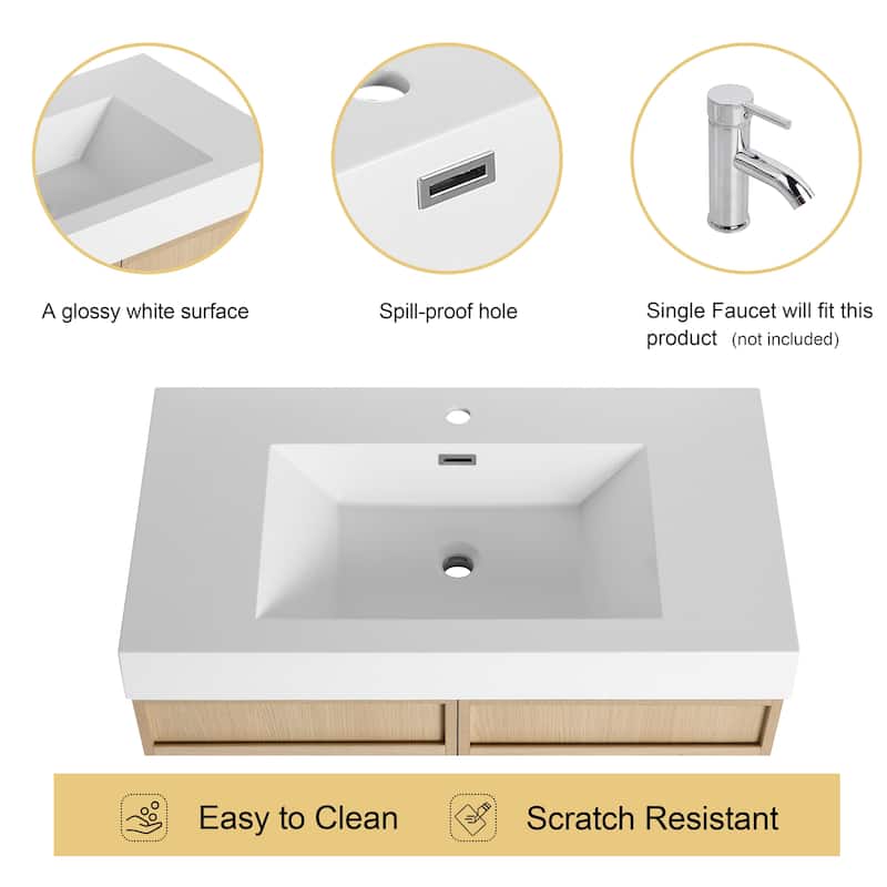 Malwee 30"/36"/48"/60" Bathroom Vanity with Sink, FreeStanding Vanity with Soft Close Doors and adjustable shelf