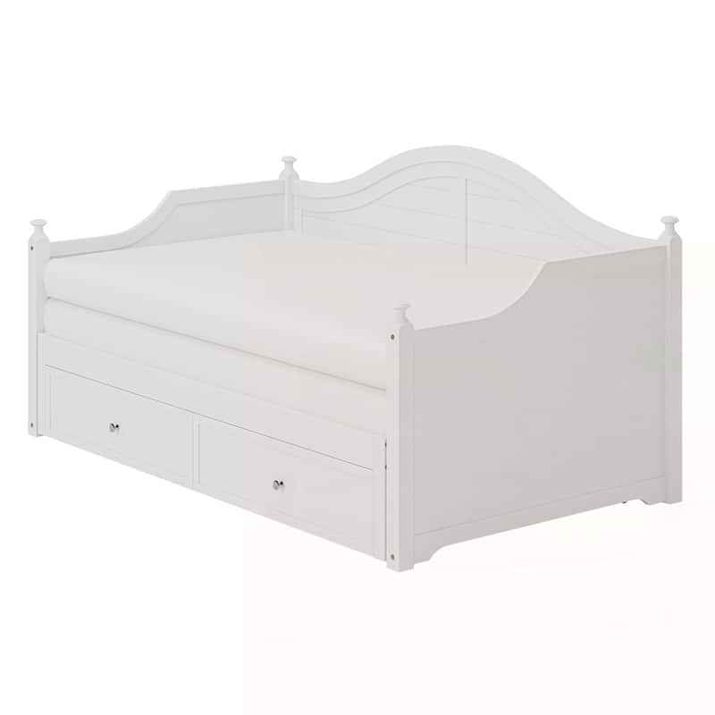 Wood Daybed with Extended Pop Up Trundle and Storage Drawers