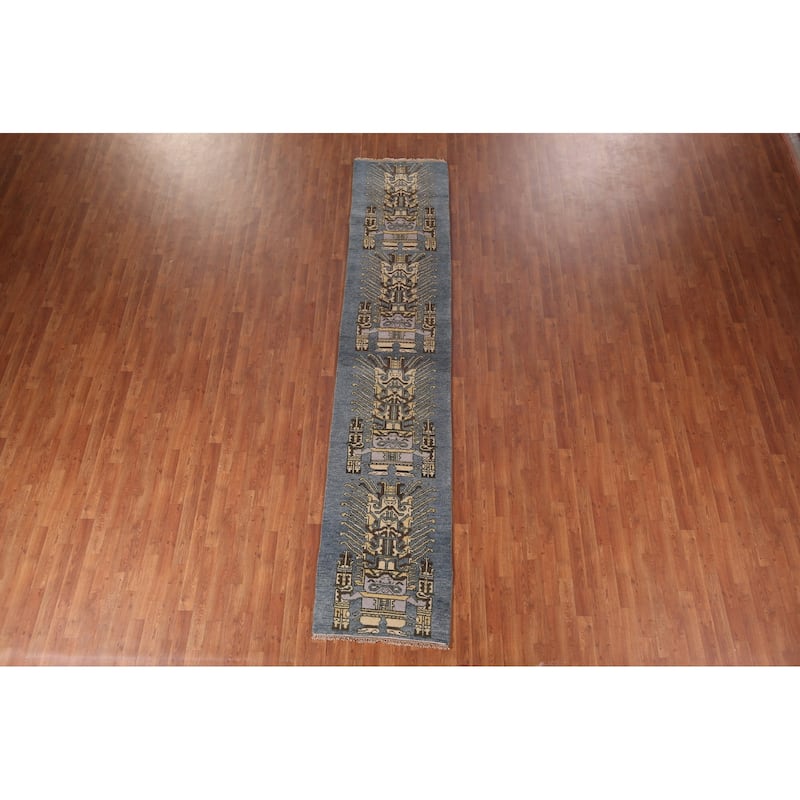 Khotan Oriental Runner Rug Handmade Wool Carpet - 2'6"x 12'0"