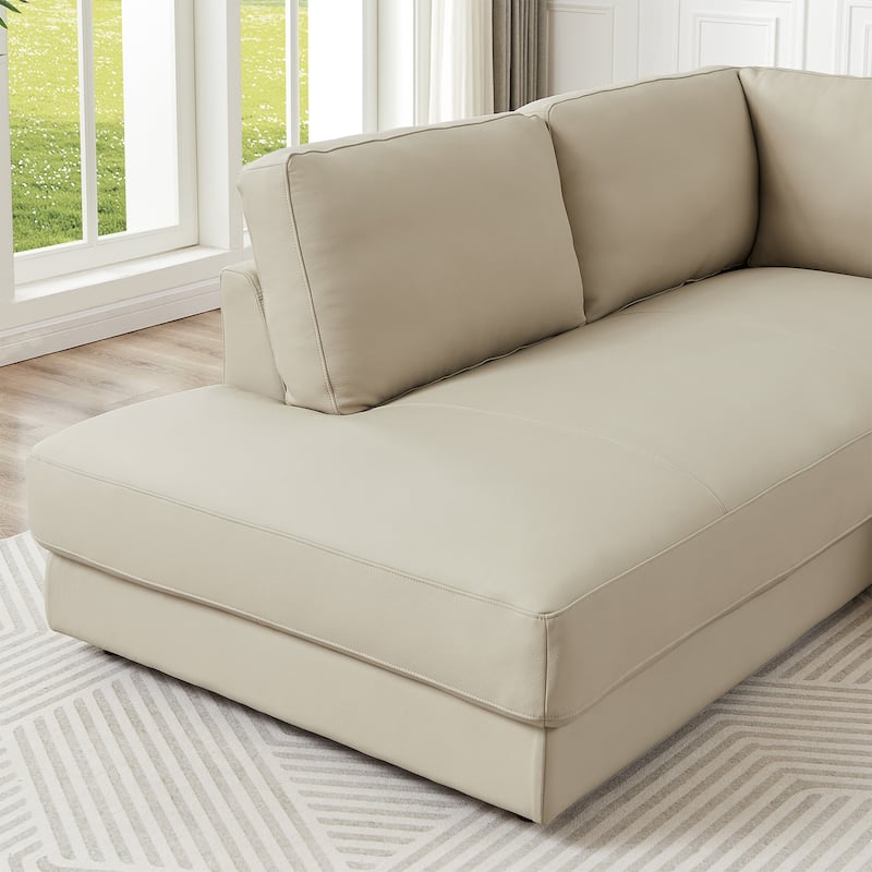 Gloria Mid-Century Modern Cozy Sectional Leather Sofa