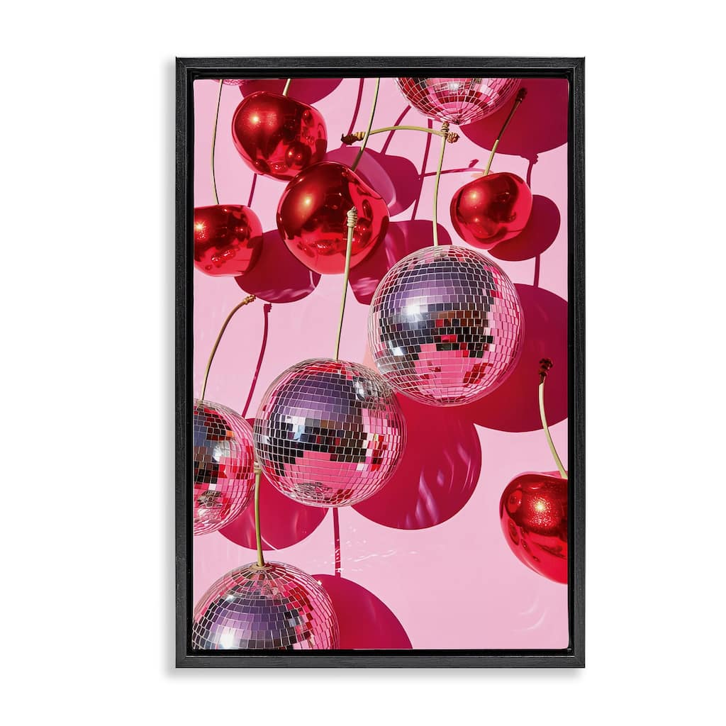 Stupell Cherry Disco Fruits Framed Floater Canvas Wall Art Design By LSR Design Studio