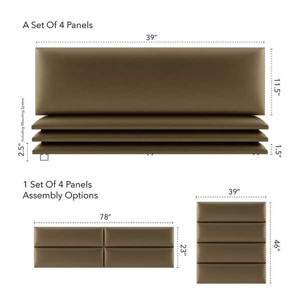 Vant Upholstered Headboards - Gold - 39 Inch - Set of 4 panels