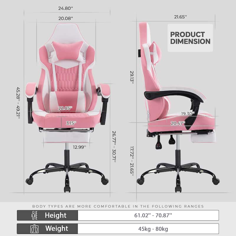 Gaming Chair with Footrest, High Back Gaming Chairs Ergonomic Chair with Adjustable Headrest Lumbar Support Video Gaming Chair