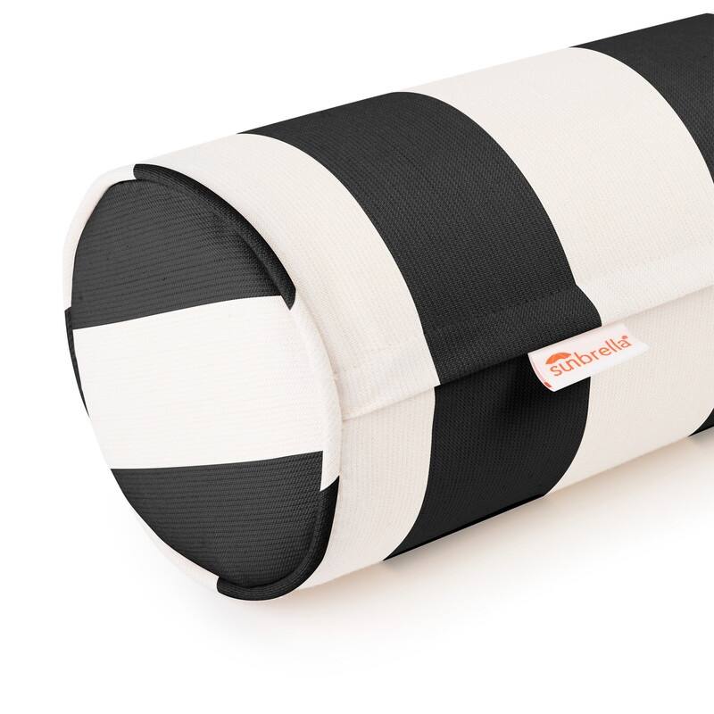 Austin Horn Classics Sunbrella Maxim Heather & Cabana Stripe Zippered & Filled Neck Roll Bolster, Single