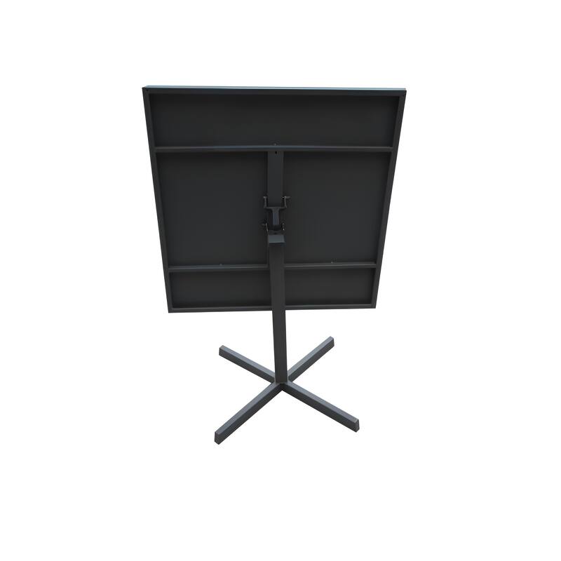 Grey Aluminum Square Pedestal Dining Table for 2 with Modern Fixed Base - 32” D x 32” W x 29” H