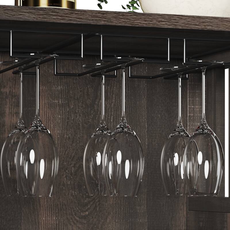 Moasis Wine Bar Cabinet with LED Light and Power Outlet