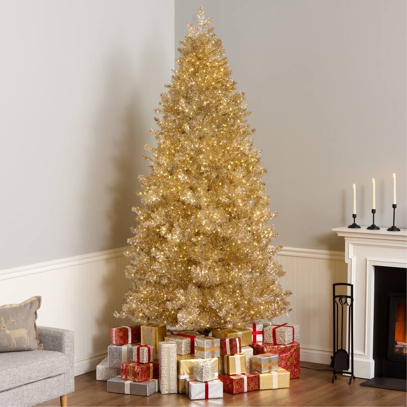 National Tree Company 9 ft. Pre-Lit Christmas Platinum Metallic Tree - 9 Foot