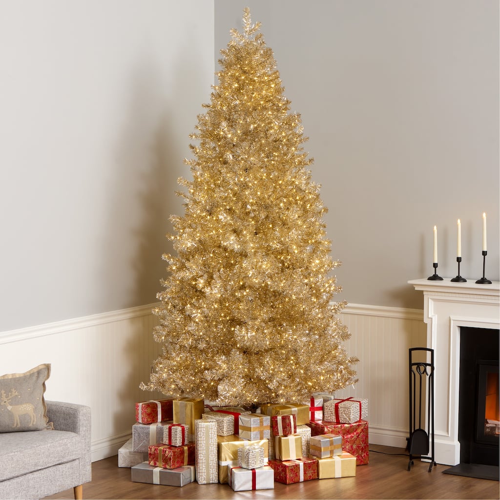 National Tree Company 9 ft. Pre-Lit Christmas Platinum Metallic Tree - 9 Foot