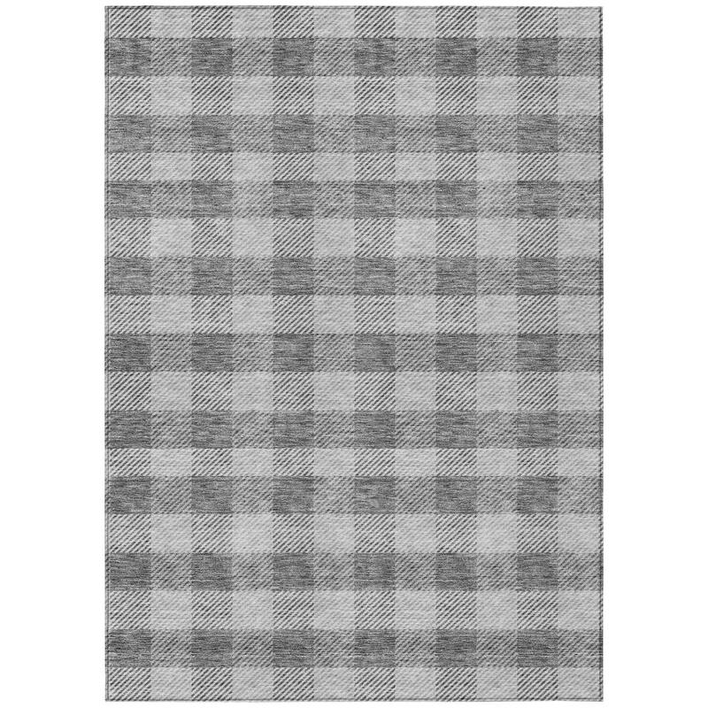 HomeRoots Plaid Transitional Rectangle Outdoor Rug